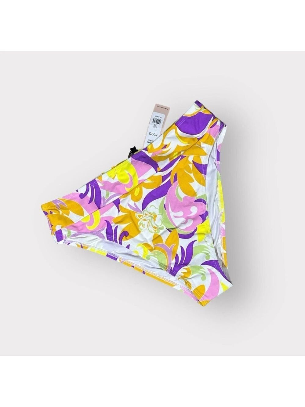 P121 BCBG NEW XL High Waisted Swim Bikini Bottoms Bright Floral Print Auction